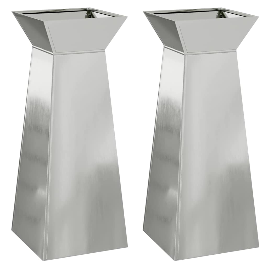 Maceta Pilar 2 Pcs Plateado 40 X 40 X 100 Cm_0