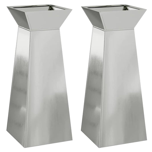 Maceta Pilar 2 Pcs Plateado 40 X 40 X 100 Cm_0