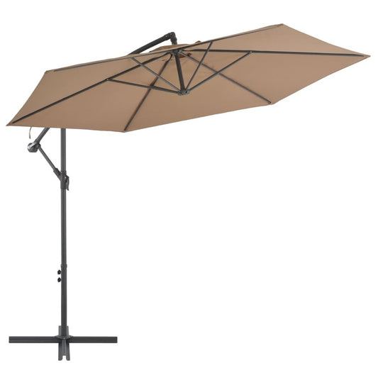Vidaxl Sombrilla Voladiza Con Poste De Aluminio Gris Taupe 300 Cm_0