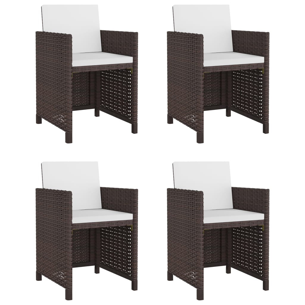 Vidaxl Set De Comedor Jardín 5 Pzas Y Cojines Ratán Sintético Marrón_1