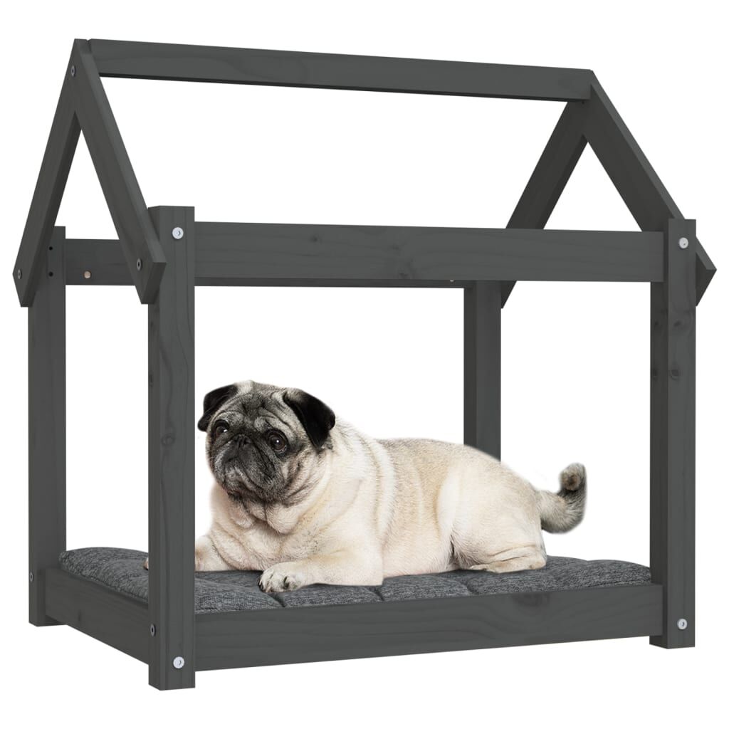 Vidaxl Cama Para Perros Madera Maciza De Pino Gris 71x55x70 Cm_3