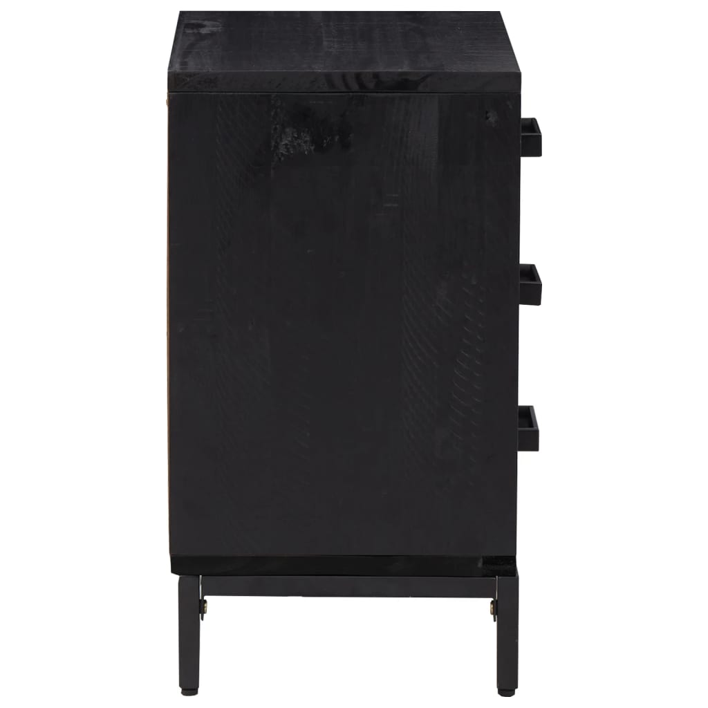Mesitas De Noche 2 Uds Madera Maciza De Pino Negro 40x30x55 Cm_4
