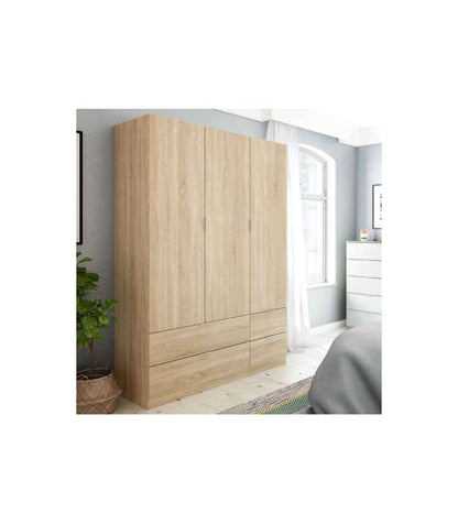 Armario 3 Puertas Abatibles 4 Cajones Acabado Roble. 200cm(alto). 135cm(ancho). 52cm(fondo_1