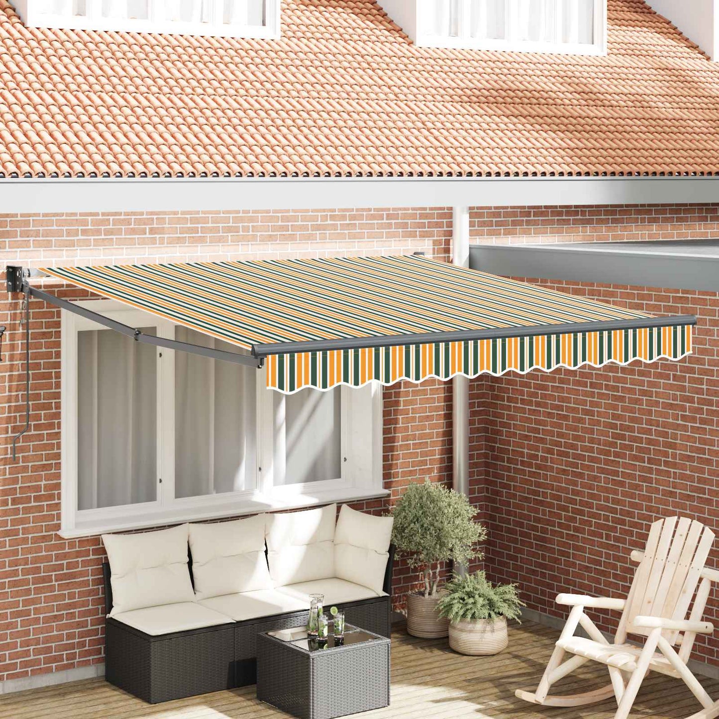 Toldo Retráctil Verde Y Amarillo 300 X 250 X 165 Cm_1