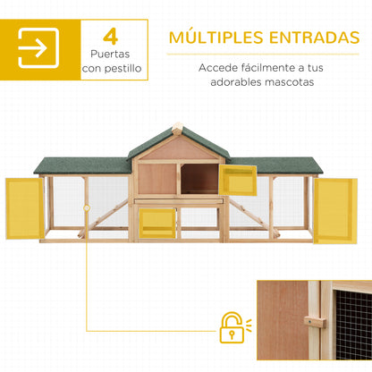 Pawhut Conejera De Exterior Para 2-4 Conejos Con Techo Asfáltico Bandeja Natural_3