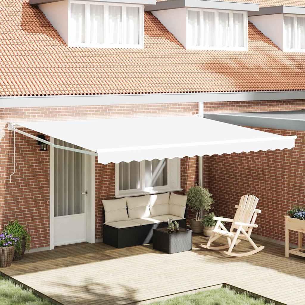 Toldo Retráctil Blanco 450 X 300 X 165 Cm Poliéster Y Metal_1