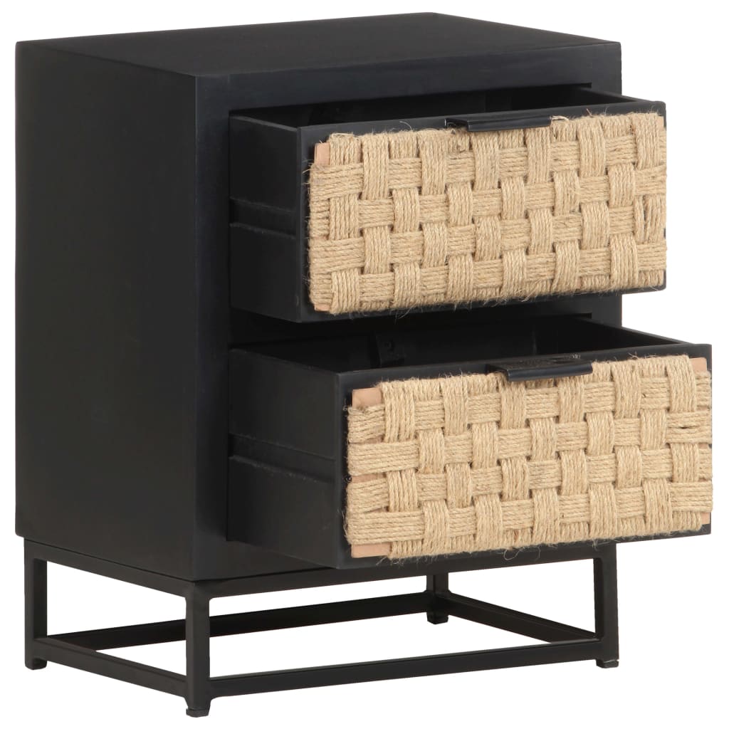 Mesita De Noche De Madera Maciza De Mango 40x30x50 Cm_1