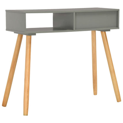 Mesa Consola De Madera Maciza De Pino Gris 80x30x72 Cm_2