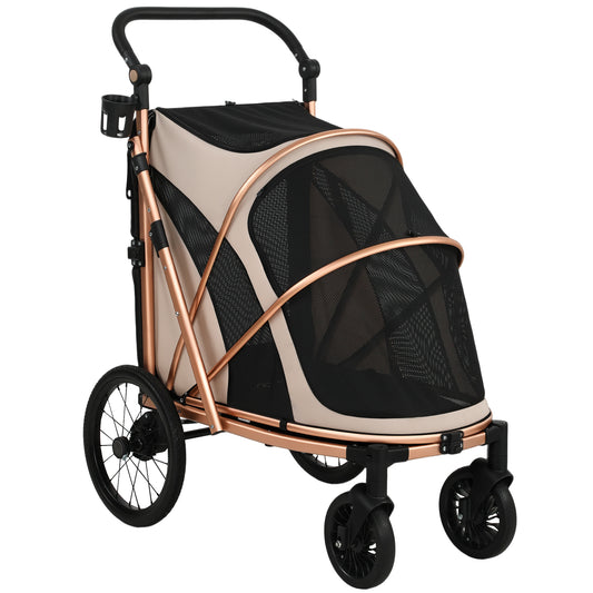 Pawhut Carrito Para Perros Plegable Hasta 20 Kg Con Ruedas Grandes Y Suspensión_0