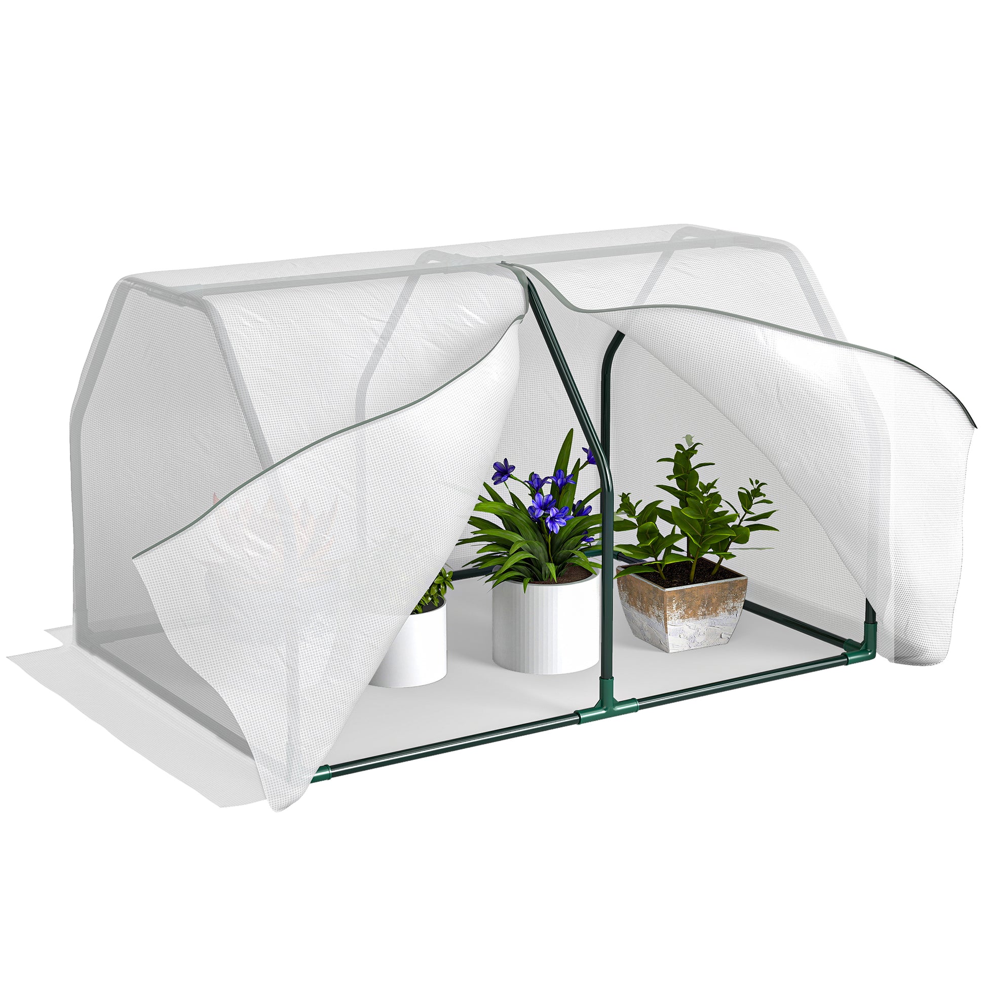 Outsunny Invernadero De Terraza 100x70x60cm Con Cremallera Para Cultivos Plantas_0