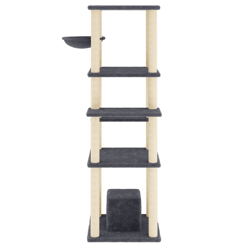 Vidaxl Rascador Para Gatos Con Postes De Sisal Gris Oscuro 154 Cm_3