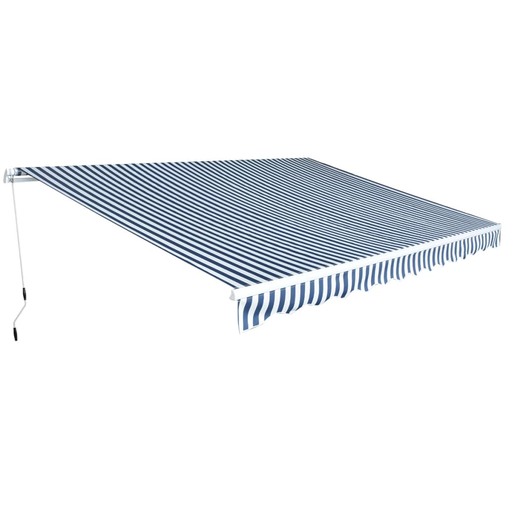 Toldo Plegable De Operación Manual 450 Cm Azul Y Blanco_1