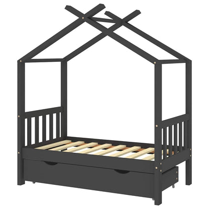 Vidaxl Estructura De Cama Infantil Y Cajón Madera Pino Gris 70x140cm_0