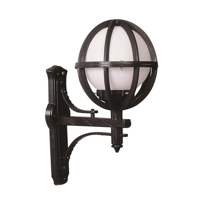 Aplique De Pared Globo En Ángulo Para Exterior, Abs , Negro, 35x23x50, Casquillo E 27 Max 60 W_0