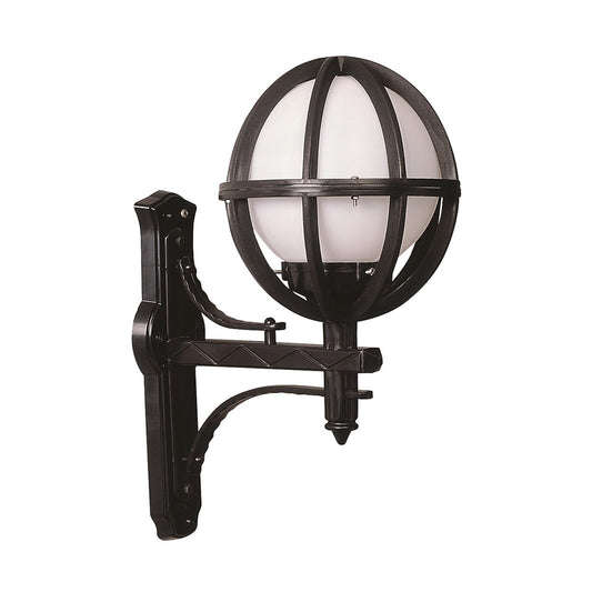 Aplique De Pared Globo En Ángulo Para Exterior, Abs , Negro, 35x23x50, Casquillo E 27 Max 60 W_0