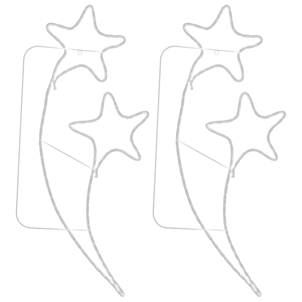 Vidaxl Tira De Luces De Estrella 2 Uds Blanco Cálido 125,5x53x4,5 Cm_0