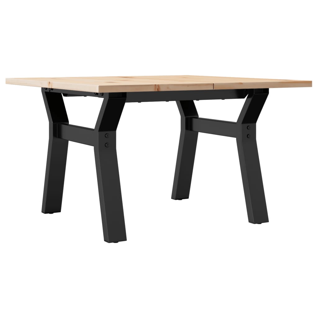 Mesa De Centro Marco Y Madera Maciza Pino Y Acero 60x60x40 Cm_0