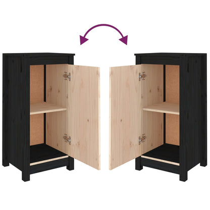 Aparador De Madera Maciza De Pino Negro 39x35x80 Cm / Vetonek_4