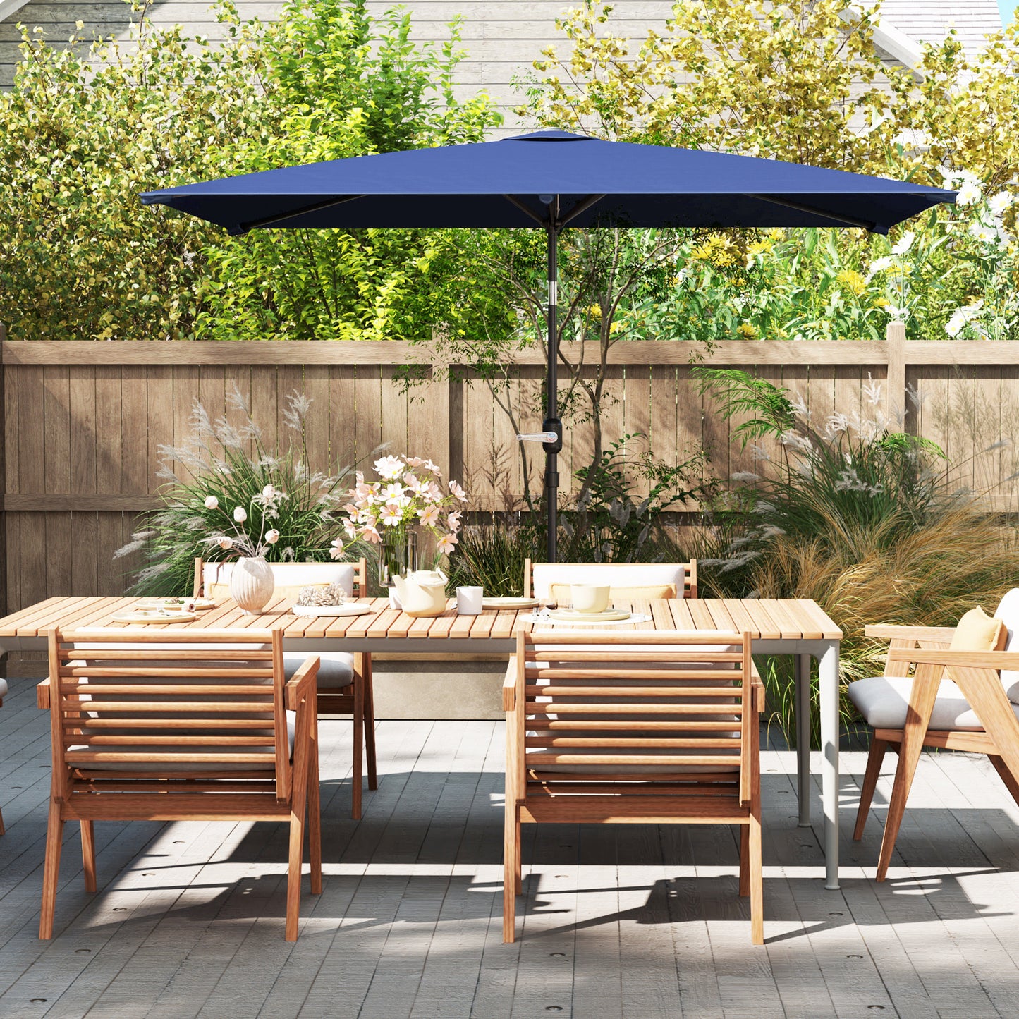 Outsunny Sombrilla De Terraza Exterior 200x300 Cm Ángulo Ajustable Azul Marino_3