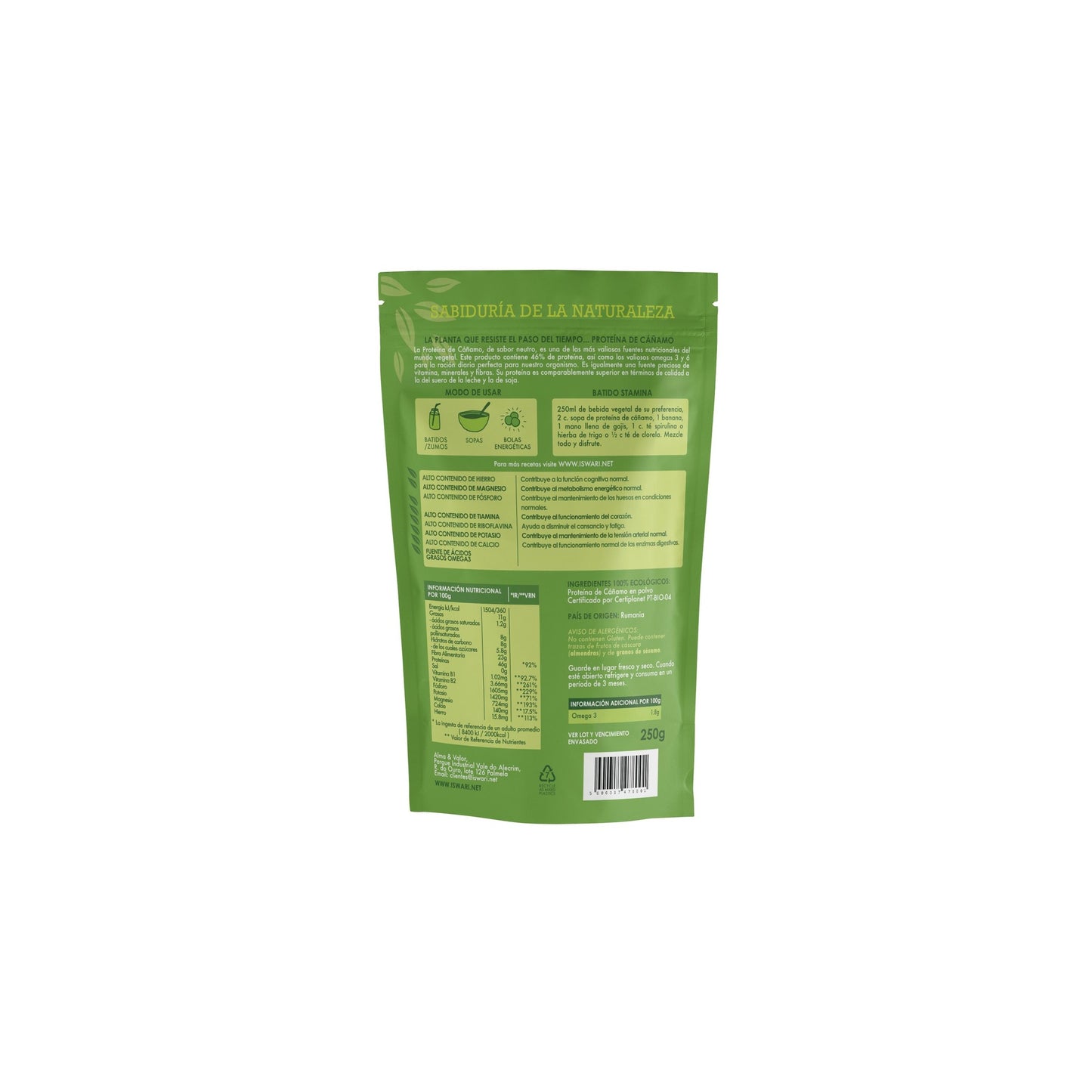 Proteina de Cañamo ISWARI 250g