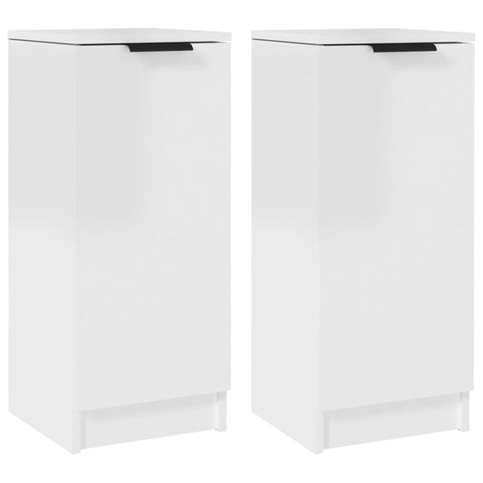 Aparadores 2 Uds Madera Contrachapada Blanco Brillo 30x30x70 Cm / Vetonek_0