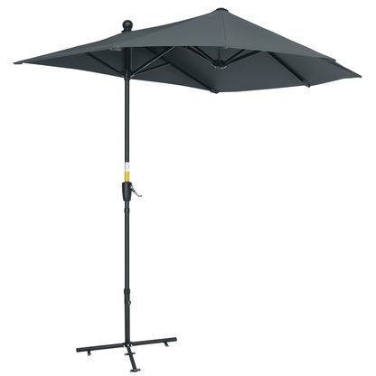 Outsunny Sombrilla De Pared Jardín 200x190x240cm Con Manivela Para Terraza Gris_0