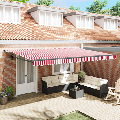 Toldo Retráctil Rojo Y Blanco 500 X 300 X 165 Cm_1