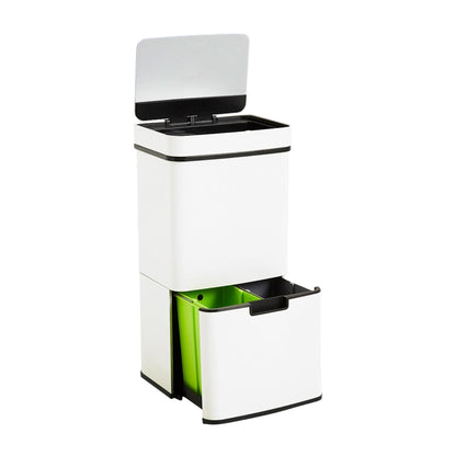 Papelera Reciclaje 62l Acero Inoxidable Blanco_0