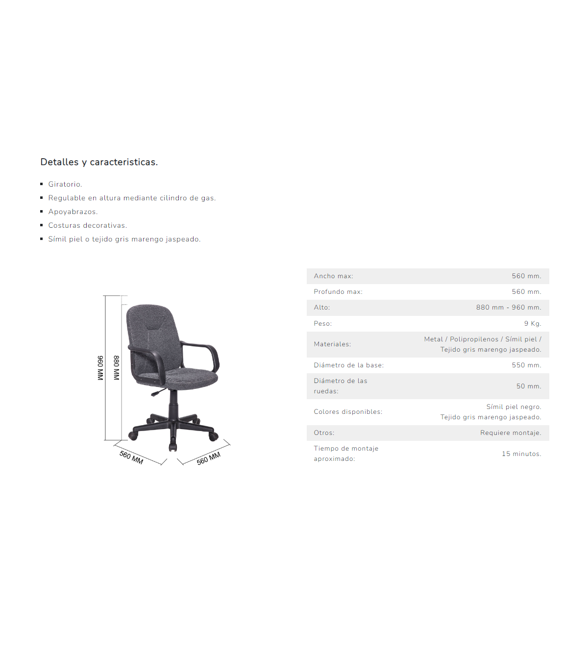 Sillon Giratorio Genesis En Simil Piel Negro, 100-110 Cm(alto)62 Cm(ancho)62 Cm(largo)_5