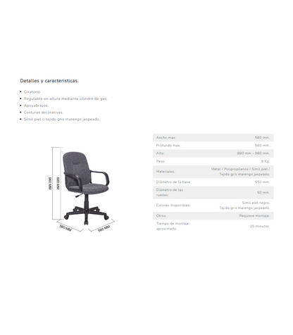 Sillon Giratorio Genesis En Simil Piel Negro, 100-110 Cm(alto)62 Cm(ancho)62 Cm(largo)_5