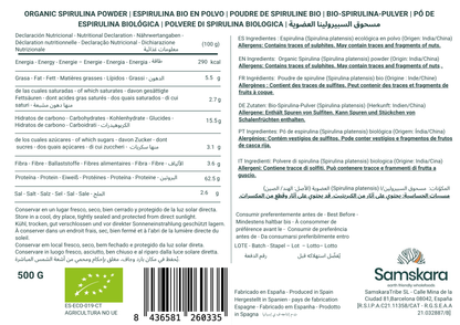 Espirulina En Polvo Bio - 500g | Superalimento Ecológico Vegano Para Batidos, Smoothies Y Zumos, Sin Azúcares Añadidos_1