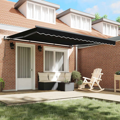 Toldo Retráctil Negro 400 X 300 Cm Poliéster Y Aluminio_2