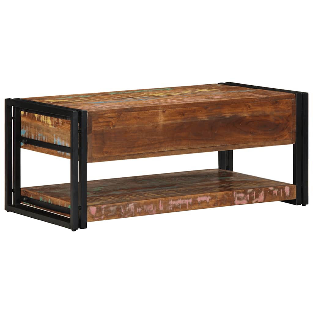 Mesa De Centro Multicolor 90x50x38 Cm Madera Maciza Reciclada_4