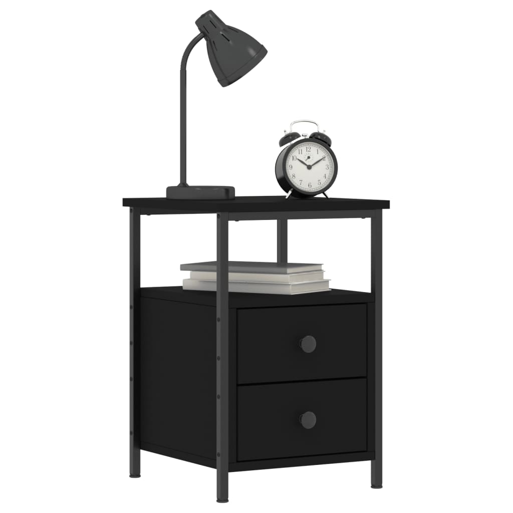 Mesita De Noche Madera De Ingeniería Negro 34x35,5x50 Cm_1