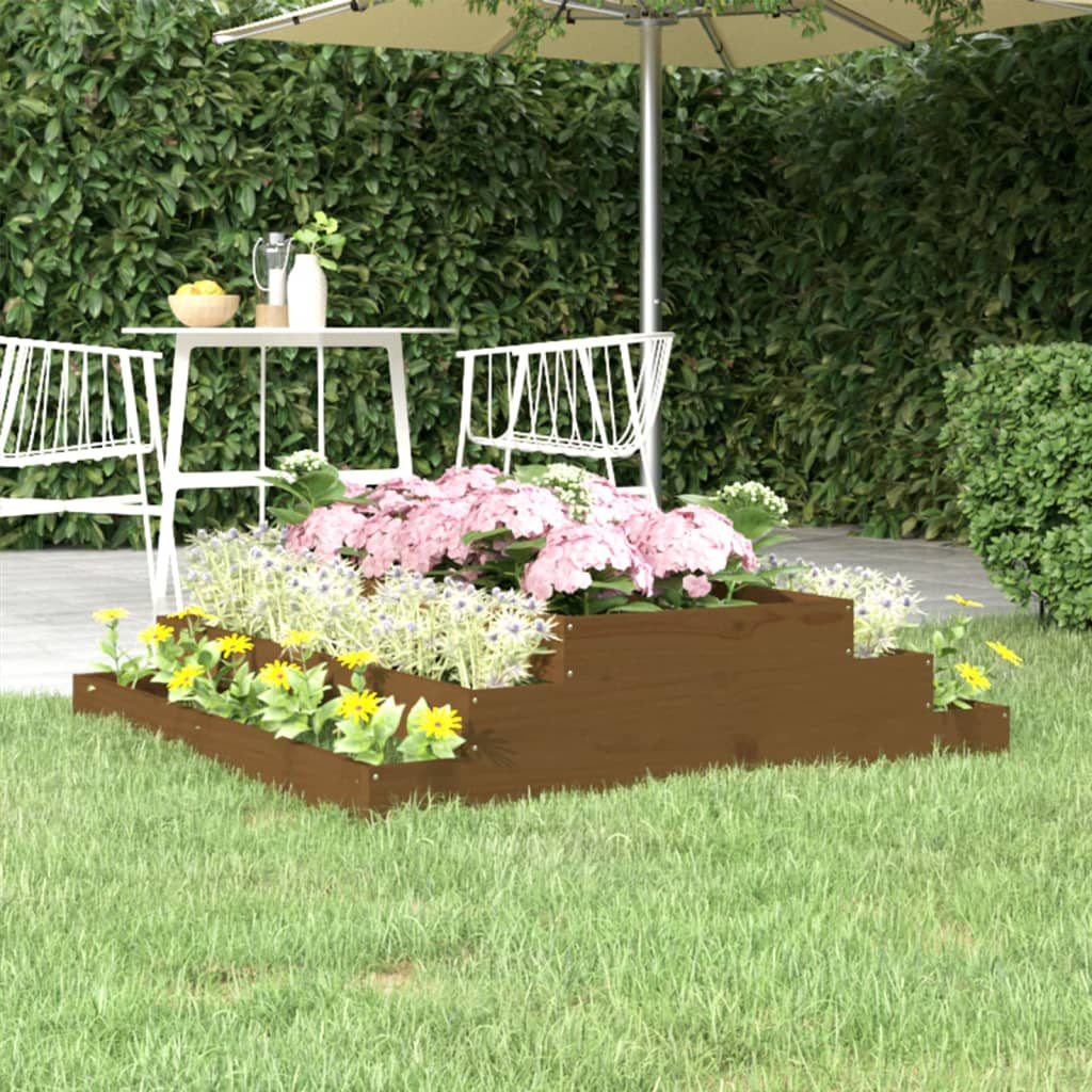 Jardinera Madera Maciza De Pino Marrón Miel 110x110x27 Cm_1