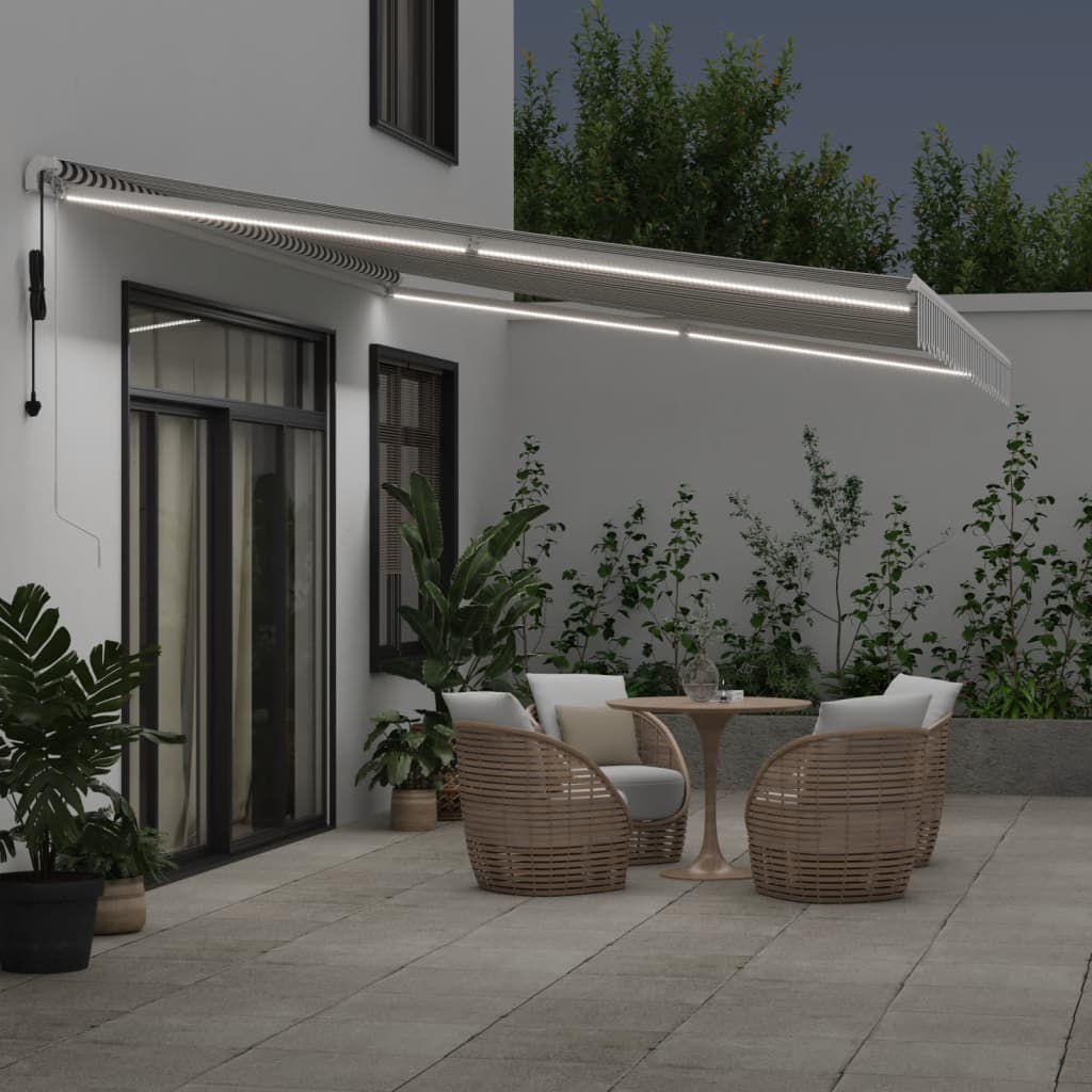 Toldo Retráctil Automático Luz Led Antracita Blanco 500x350 Cm_2