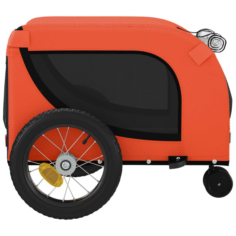 Vidaxl Remolque De Bicicleta Mascotas Hierro Tela Oxford Naranja Negro_5
