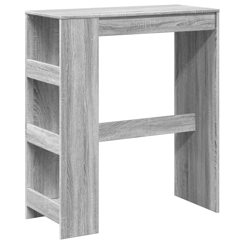 Mesa Alta Bar Con Estantes Madera Gris Sonoma 90x47,5x103,5 Cm_0