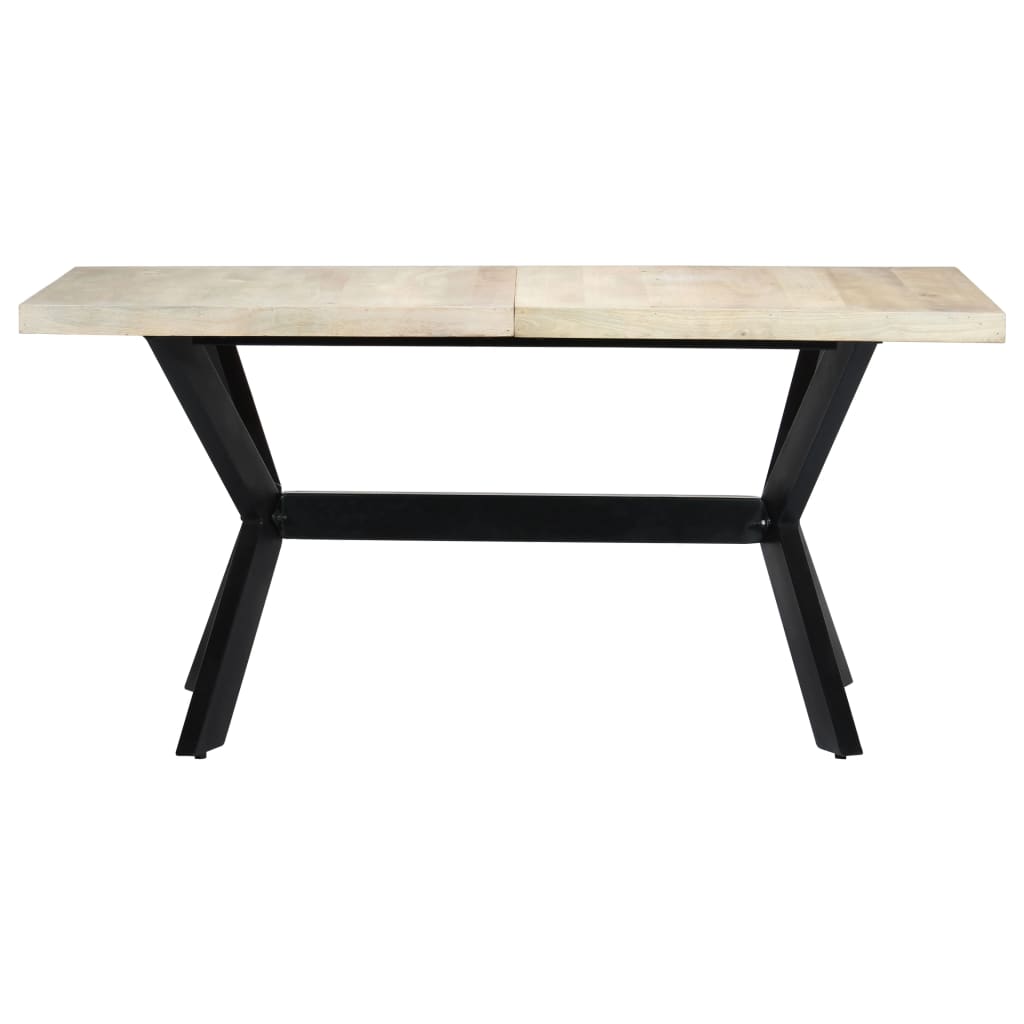 Mesa De Comedor Madera Maciza De Mango Blanco 160x80x75 Cm_0