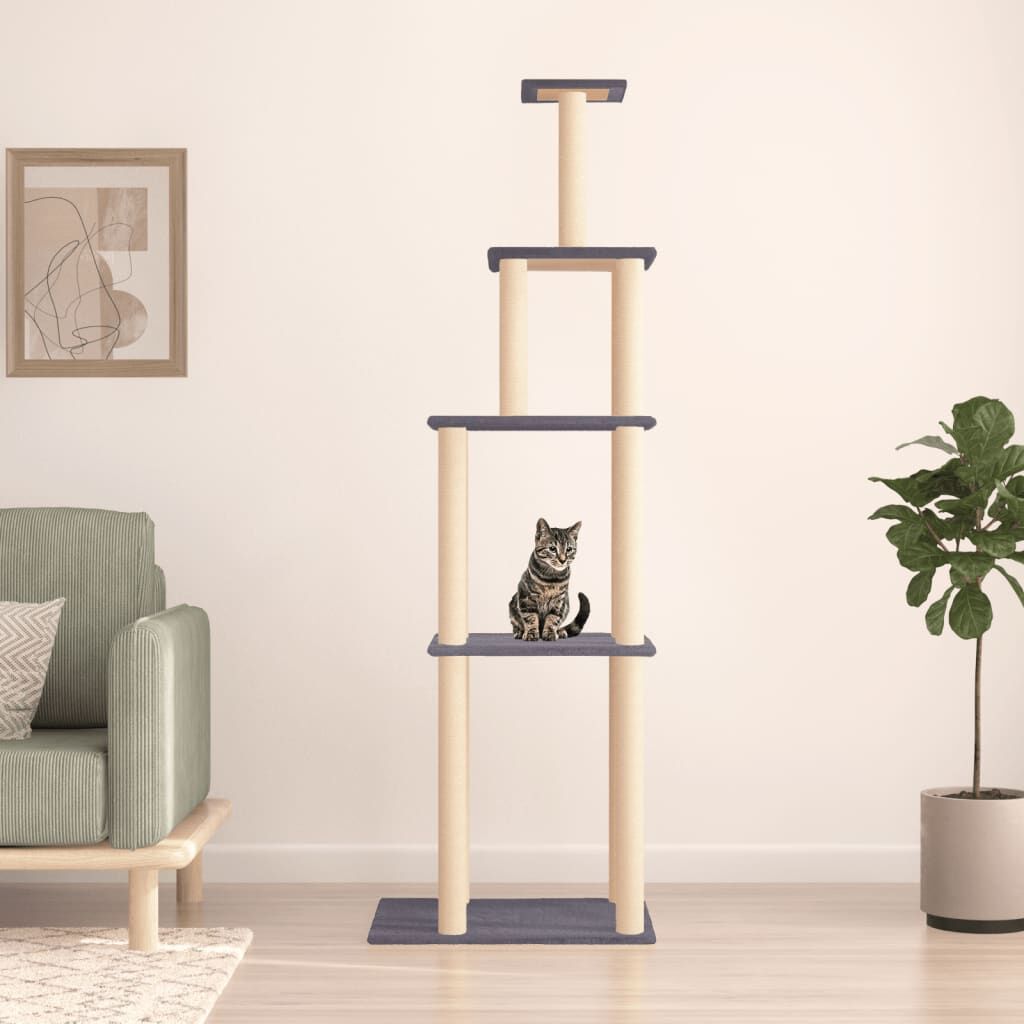 Vidaxl Rascador Para Gatos Con Postes De Sisal Gris Oscuro 183 Cm_1