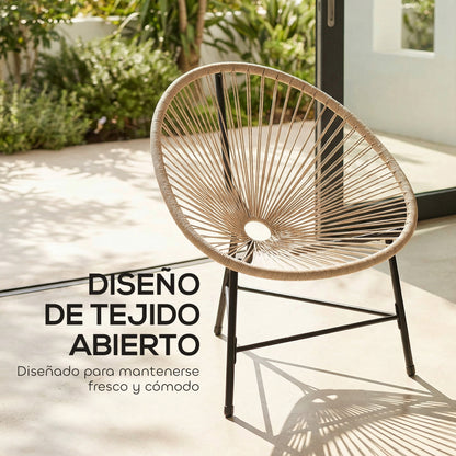 Outsunny Conjunto De 2 Sillas Acapulco De Jardín De Ratán Sintético Natural_5