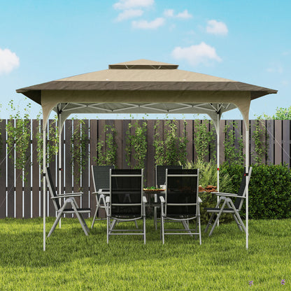Outsunny Carpa Plegable 3,5x3,5 M Con Doble Techo Altura Ajustable Upf50+ Caqui_4