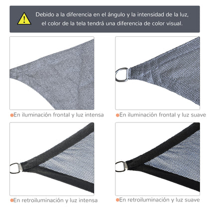 Outsunny Toldo Vela De Sombra Rectangular 4x6 M De Hdpe Gris_5