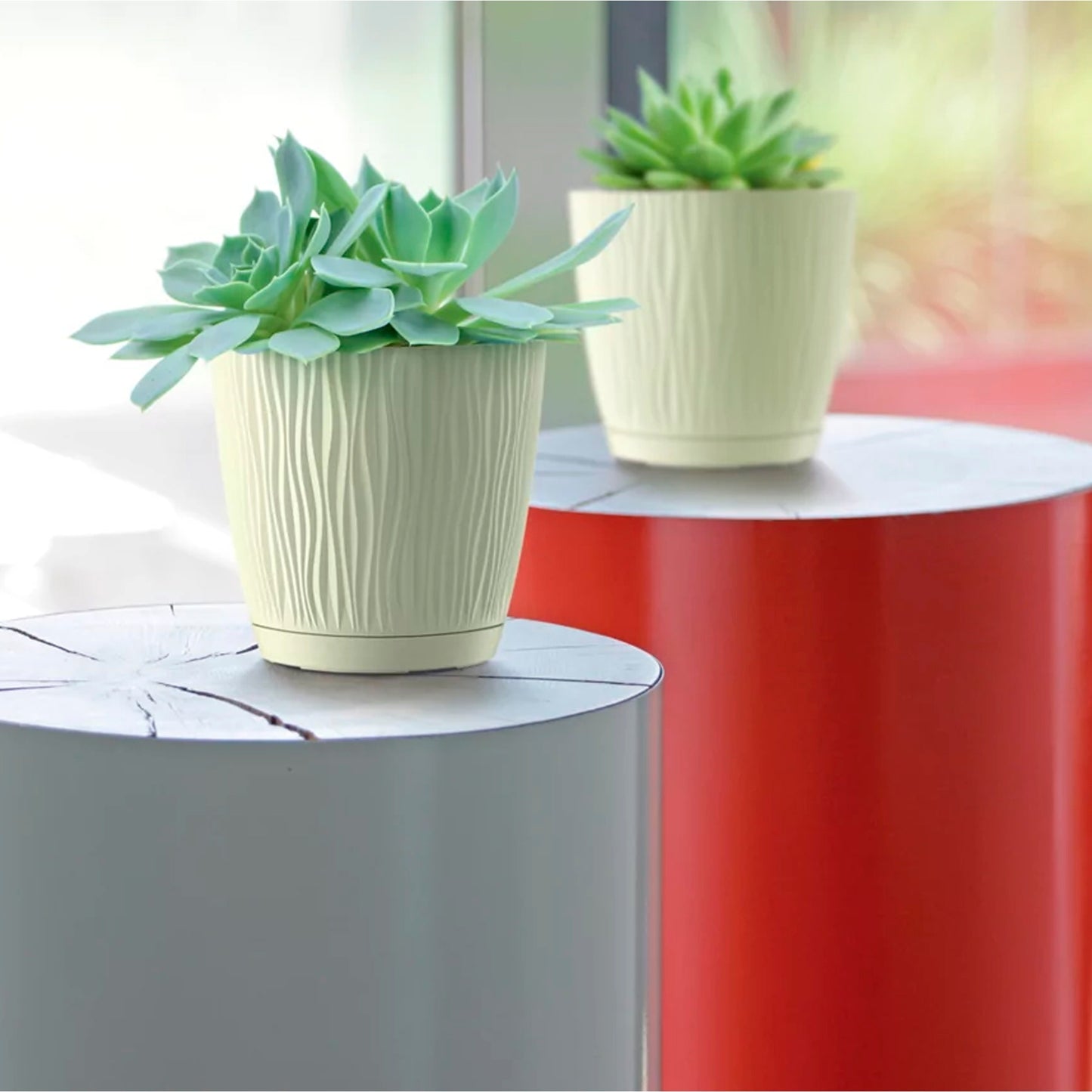 Maceta Sandy P, Dimensiones (mm) 239x239x225, Color Gris Piedra