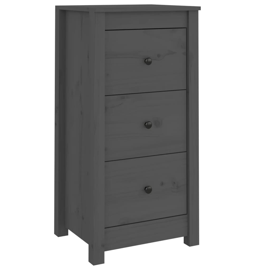 Aparador De Madera Maciza De Pino Gris 40x35x80 Cm / Vetonek_5