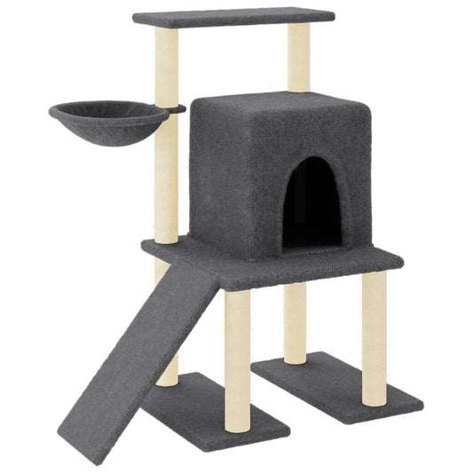 Vidaxl Rascador Para Gatos Con Postes De Sisal Gris Oscuro 96,5 Cm_0