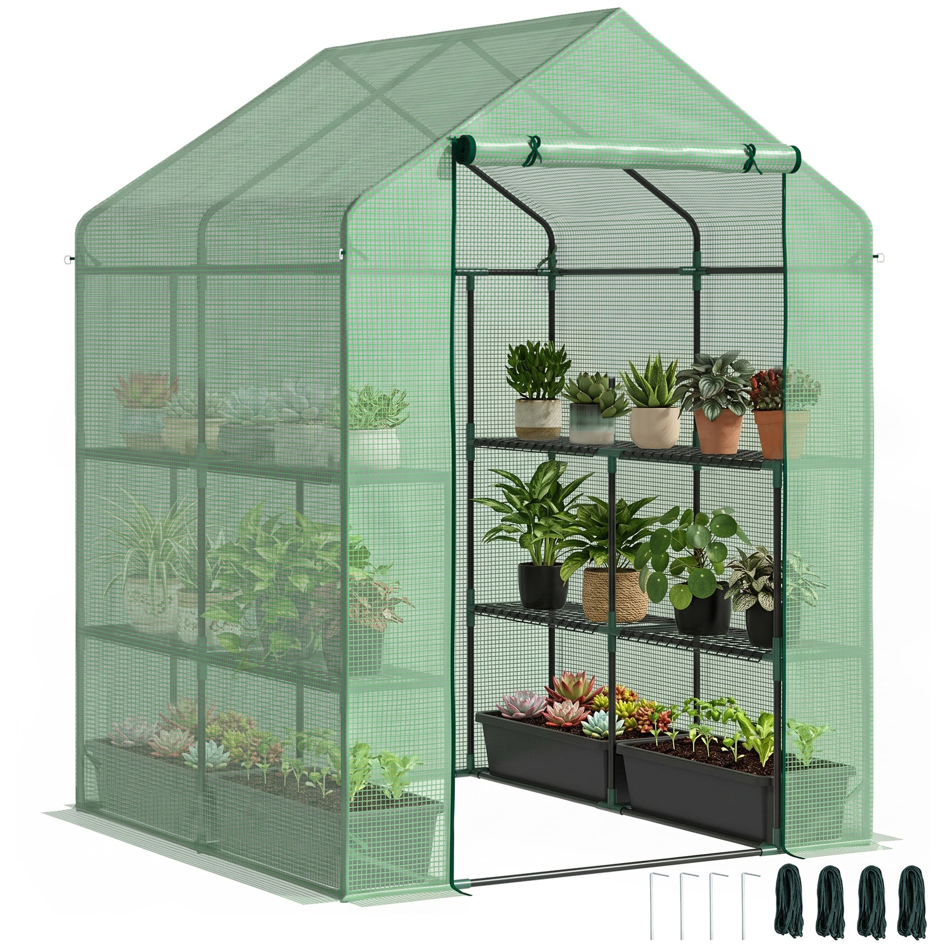 Outsunny Invernadero De Jardín Con 2 Niveles 4 Estantes Cultivos Plantas Macetas_0
