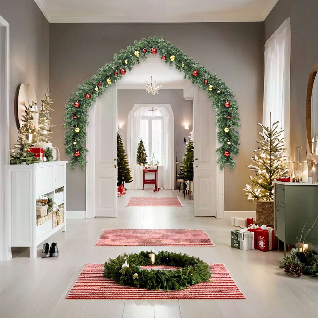 Vidaxl Guirnalda De Navidad Decorada Con Bolas Y Luces Led 10 M_1