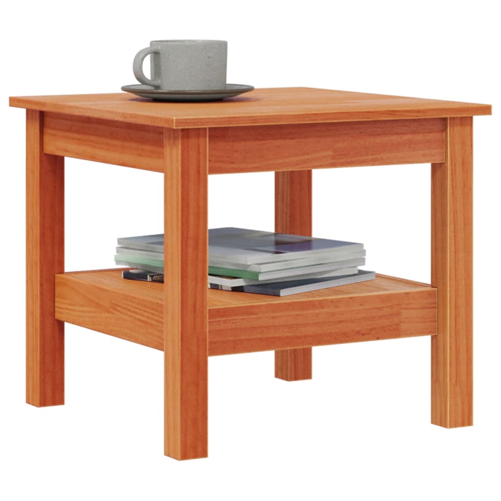 Mesa De Centro Madera Maciza De Pino Marrón Cera 45x45x40 Cm_2
