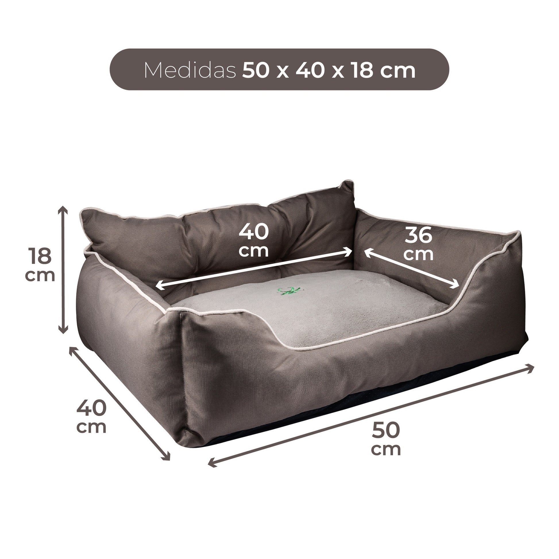 Cama Para Mascota 50x40x18cm Marrón + Abrigo Negro Para Mascotas 25cm_1